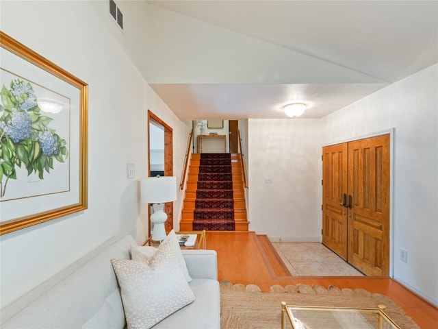 interior space featuring lofted ceiling