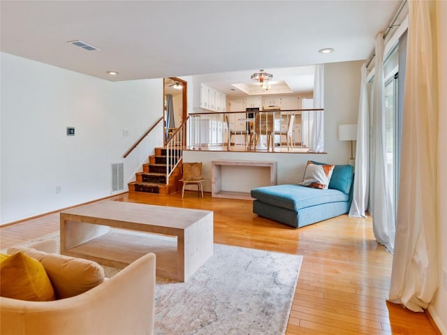 living room featuring light hardwood / wood-style floors