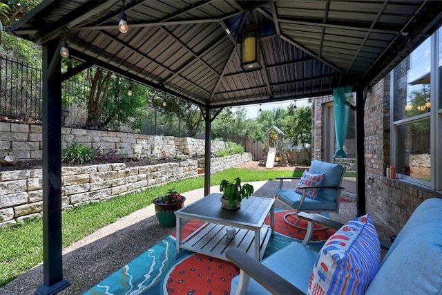 view of patio / terrace with a gazebo