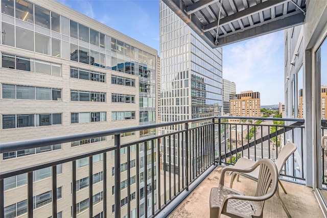 balcony with a view of city