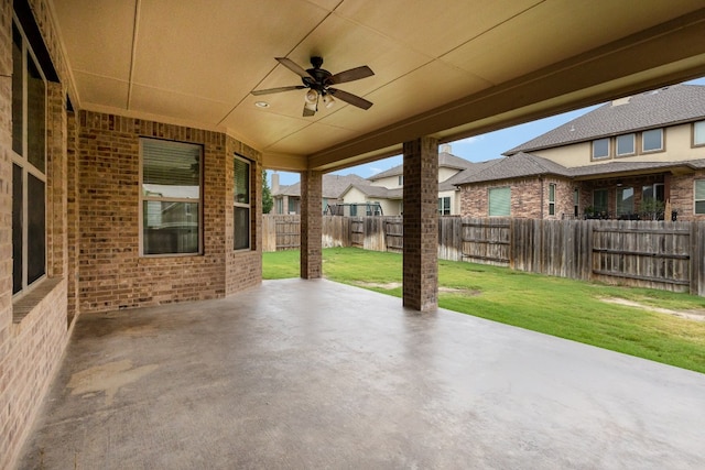 view of patio with ceiling fan