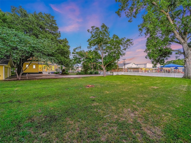 view of yard at dusk