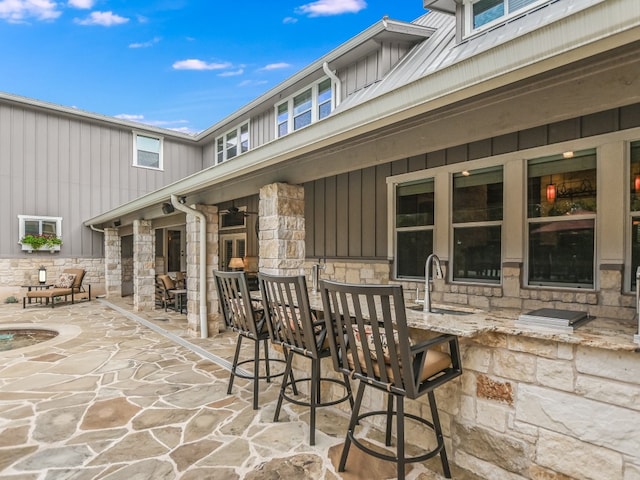 view of patio / terrace featuring sink