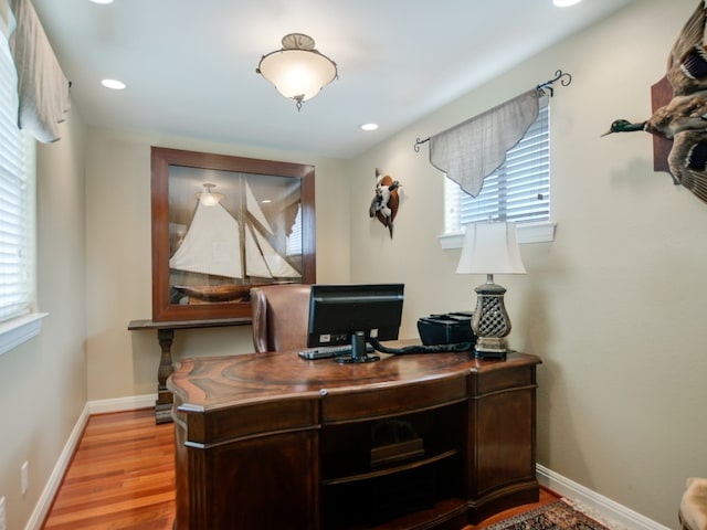 office featuring light wood-type flooring