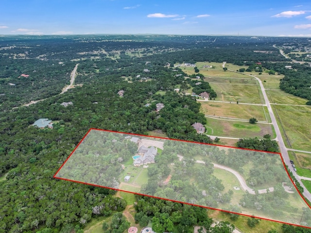 aerial view featuring a rural view