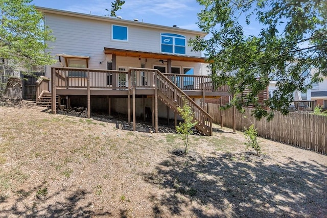 3917 Canyon Glen Cir, Austin, TX 78732 - back of house featuring ceiling fan and a wooden deck