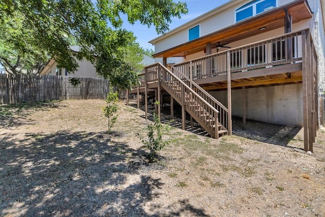 3917 Canyon Glen Cir, Austin, TX 78732 - back of property featuring ceiling fan and a wooden deck