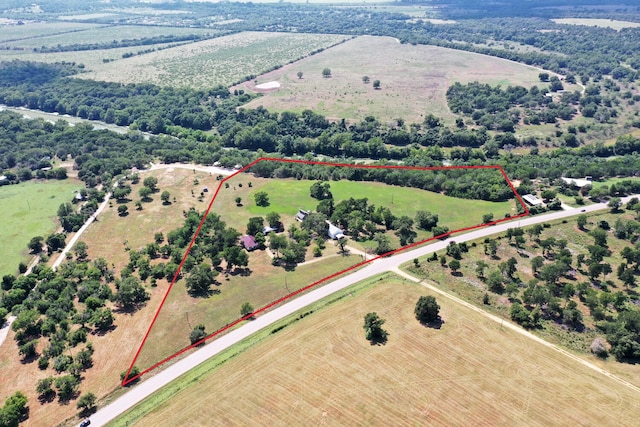 aerial view featuring a rural view