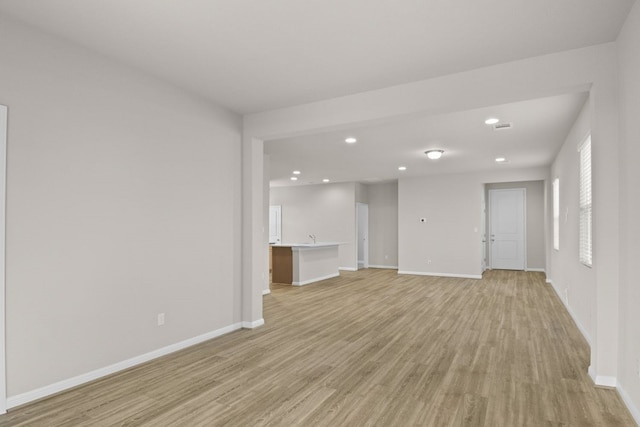 unfurnished living room featuring light hardwood / wood-style floors