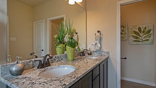 bathroom with dual bowl vanity