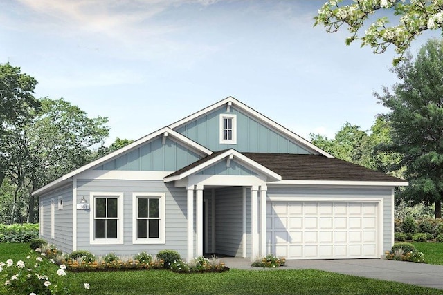 view of front facade with a front lawn and a garage