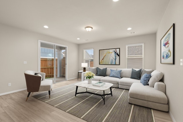 living room featuring light hardwood / wood-style floors