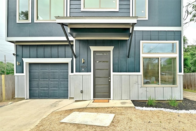 entrance to property with a garage