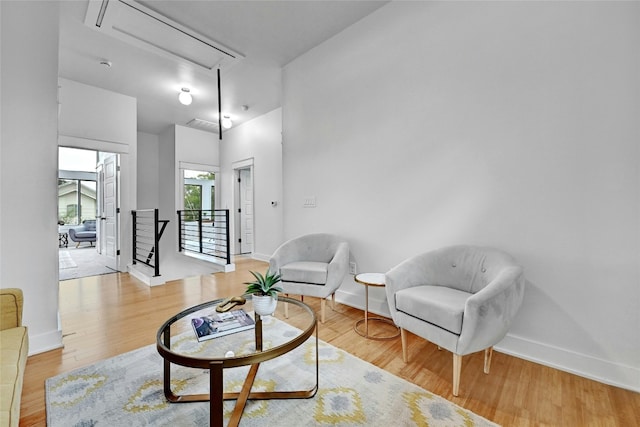 living area featuring light hardwood / wood-style flooring