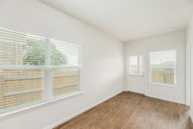 unfurnished room with wood-type flooring