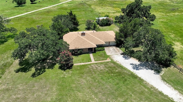 drone / aerial view with a rural view