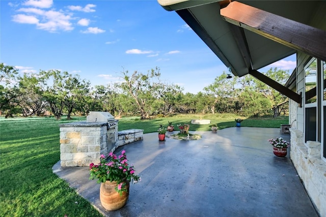 view of terrace featuring area for grilling