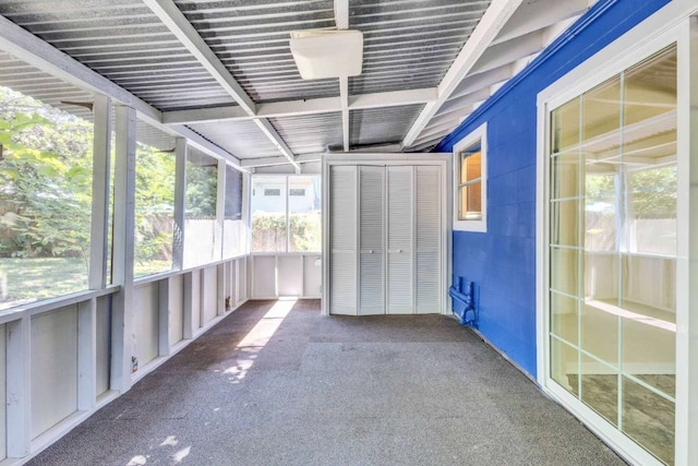 view of unfurnished sunroom