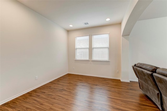 interior space with dark wood-type flooring