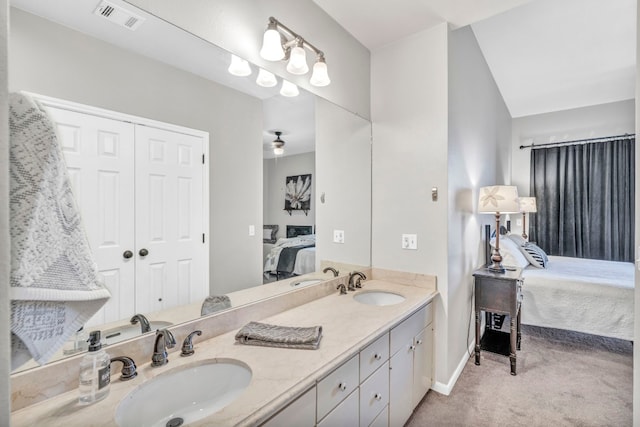 bathroom with double vanity