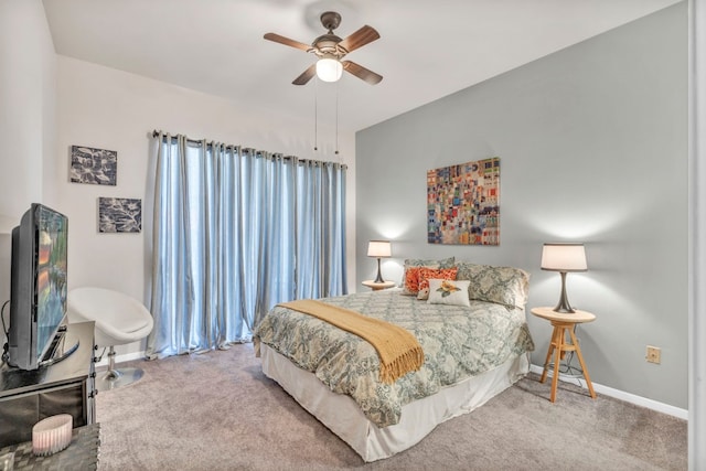 bedroom with carpet and ceiling fan