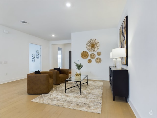 living room featuring light hardwood / wood-style floors