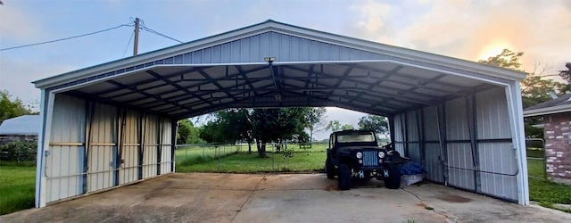 view of parking / parking lot with a carport