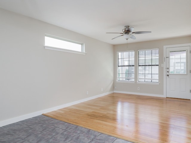 foyer featuring hardwood / wood-style floors and ceiling fan