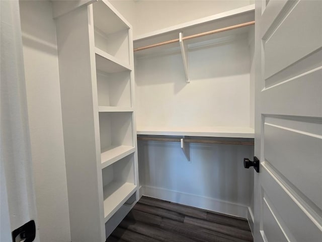 walk in closet featuring dark hardwood / wood-style floors