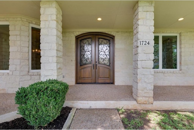 view of exterior entry with french doors