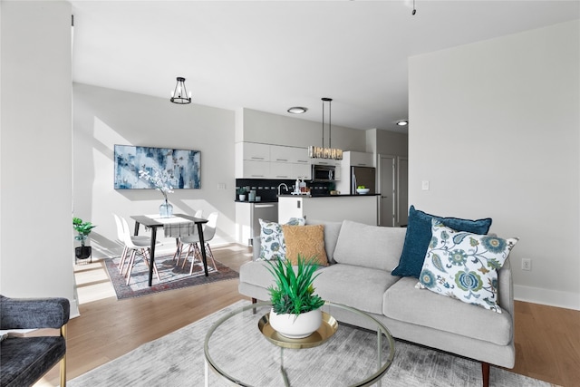 living room featuring light hardwood / wood-style floors