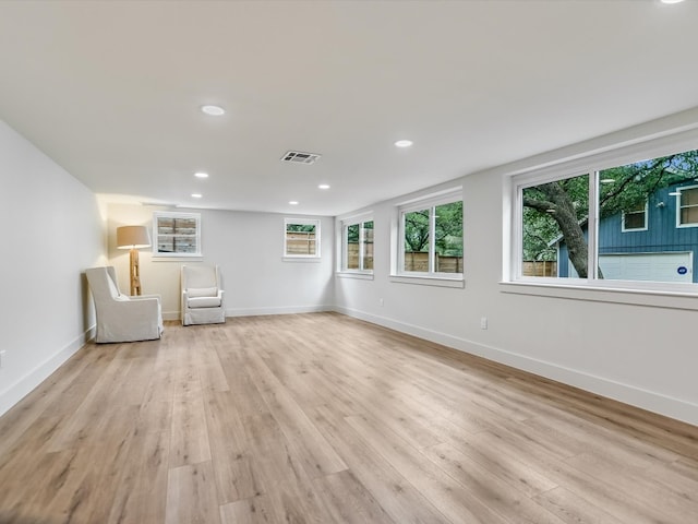 interior space with light hardwood / wood-style floors