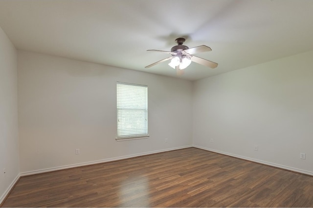 empty room featuring ceiling fan and wood-type flooring