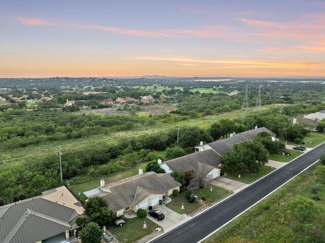 view of aerial view at dusk