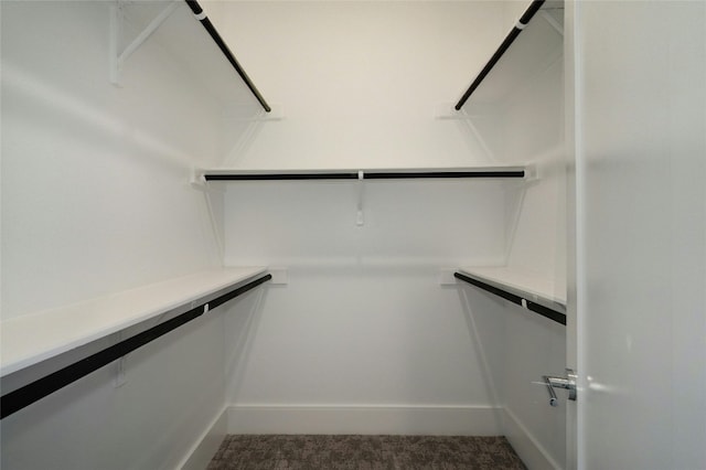 spacious closet with dark carpet