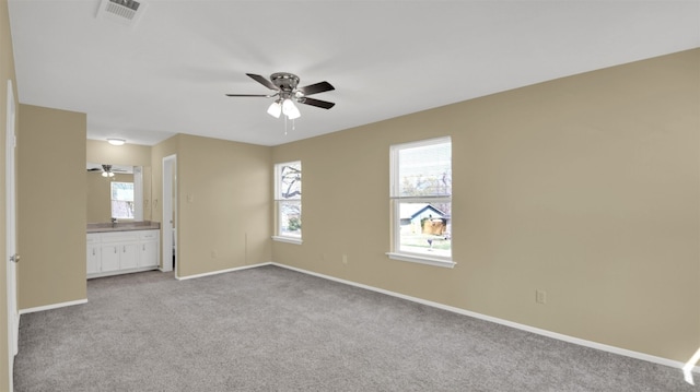 12002 Hardwood Trl, Austin, TX 78750 - unfurnished bedroom with multiple windows, light carpet, baseboards, and connected bathroom