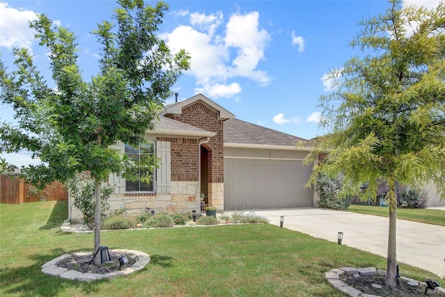 view of front of house featuring a garage and a front yard