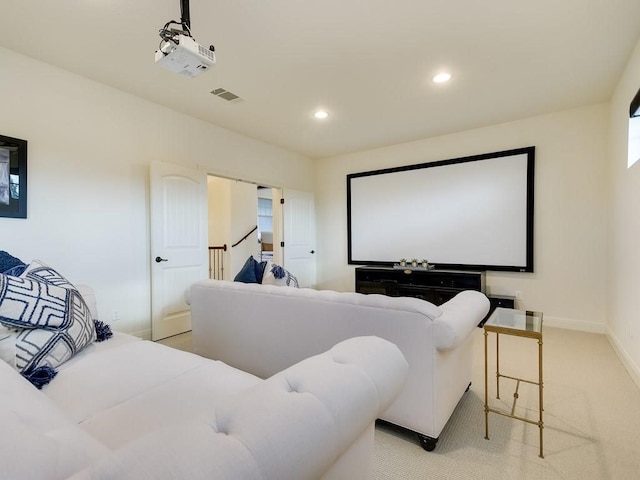 view of carpeted home theater