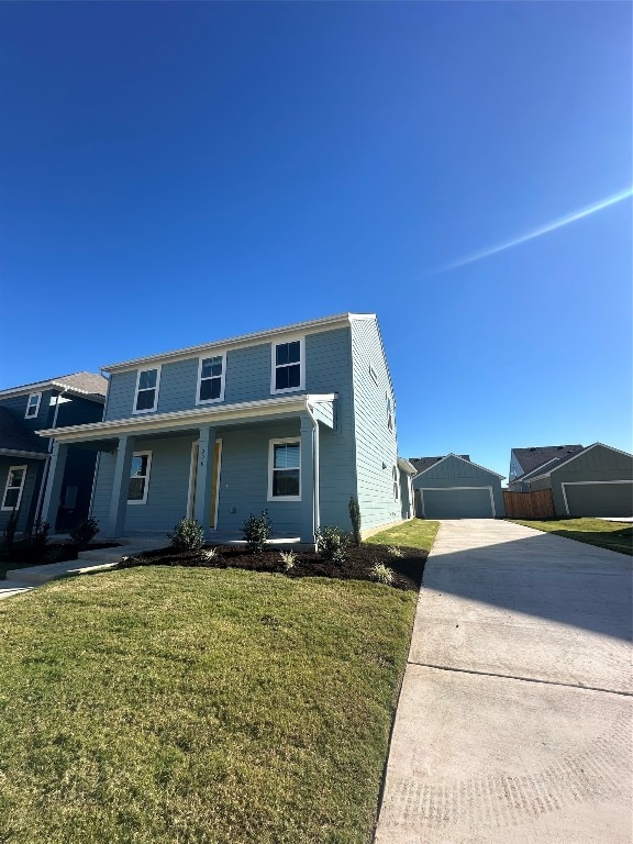 front facade featuring a front lawn