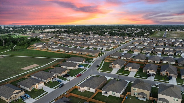 view of aerial view at dusk