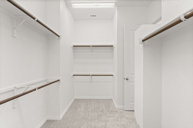 spacious closet with light colored carpet