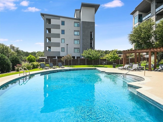 view of pool featuring a pergola and a patio area