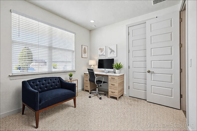 1837 Flying Horseshoe Bnd, Georgetown, TX 78628 - home office featuring light carpet and baseboards
