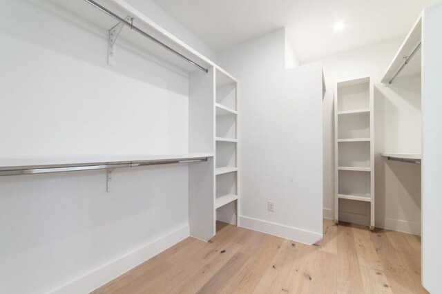 spacious closet with light wood-type flooring