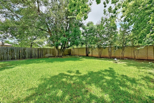 view of yard featuring a fenced backyard