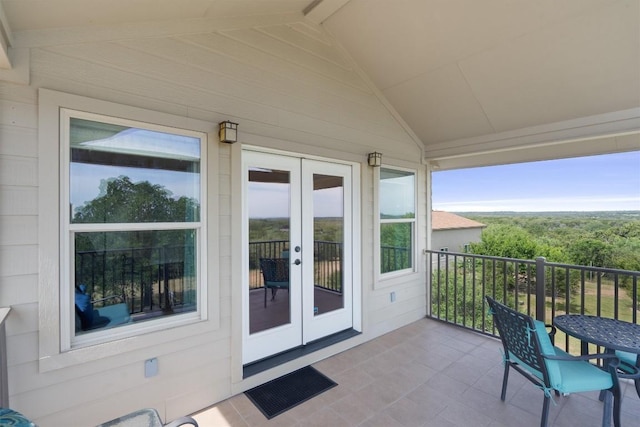 balcony featuring french doors