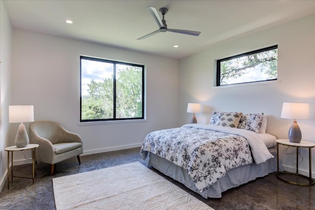 14208 Fort Smith Trl, Austin, TX 78734 - carpeted bedroom with baseboards, ceiling fan, and recessed lighting