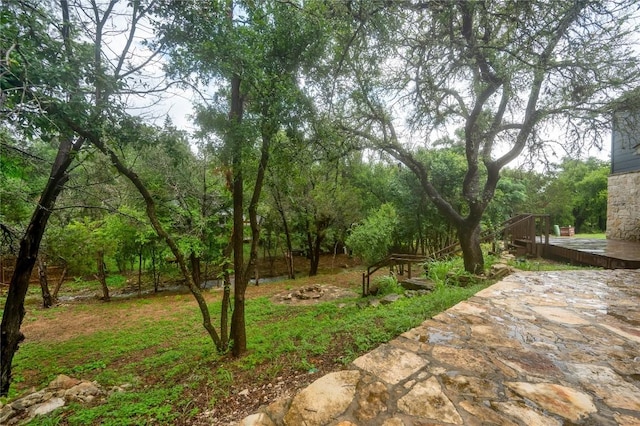 view of yard featuring a deck