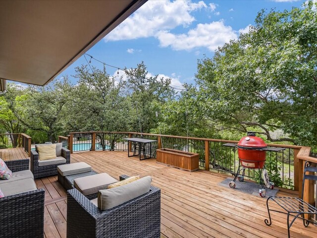 deck featuring an outdoor living space