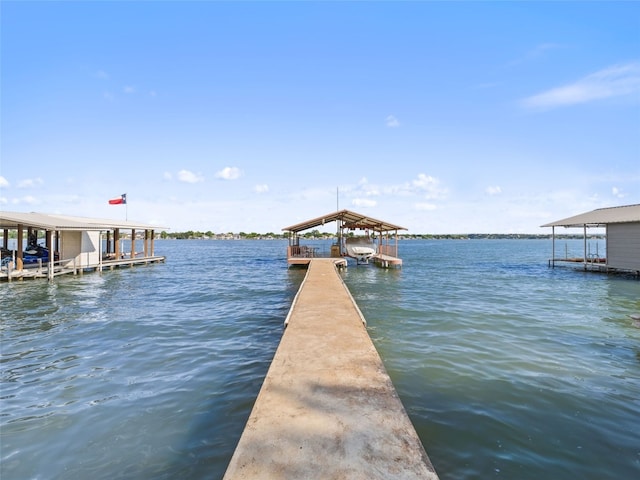 view of dock featuring a water view